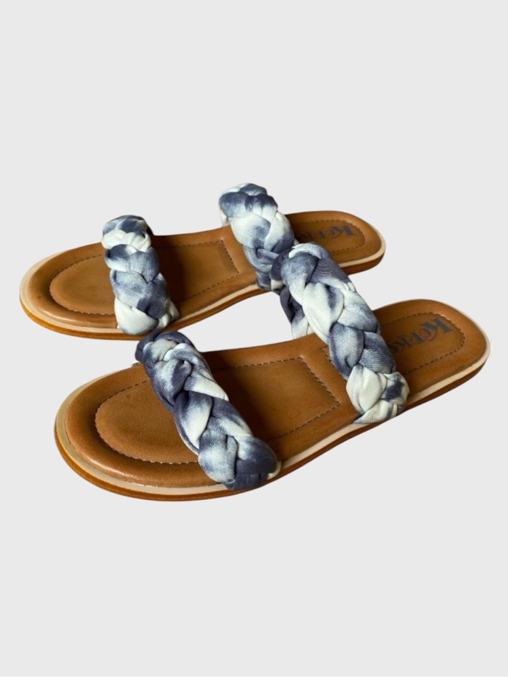 NEW Korks By Kork-Ease Braided Strap Slip-on Sandals Size 9 Blue Tie Dye Pilar